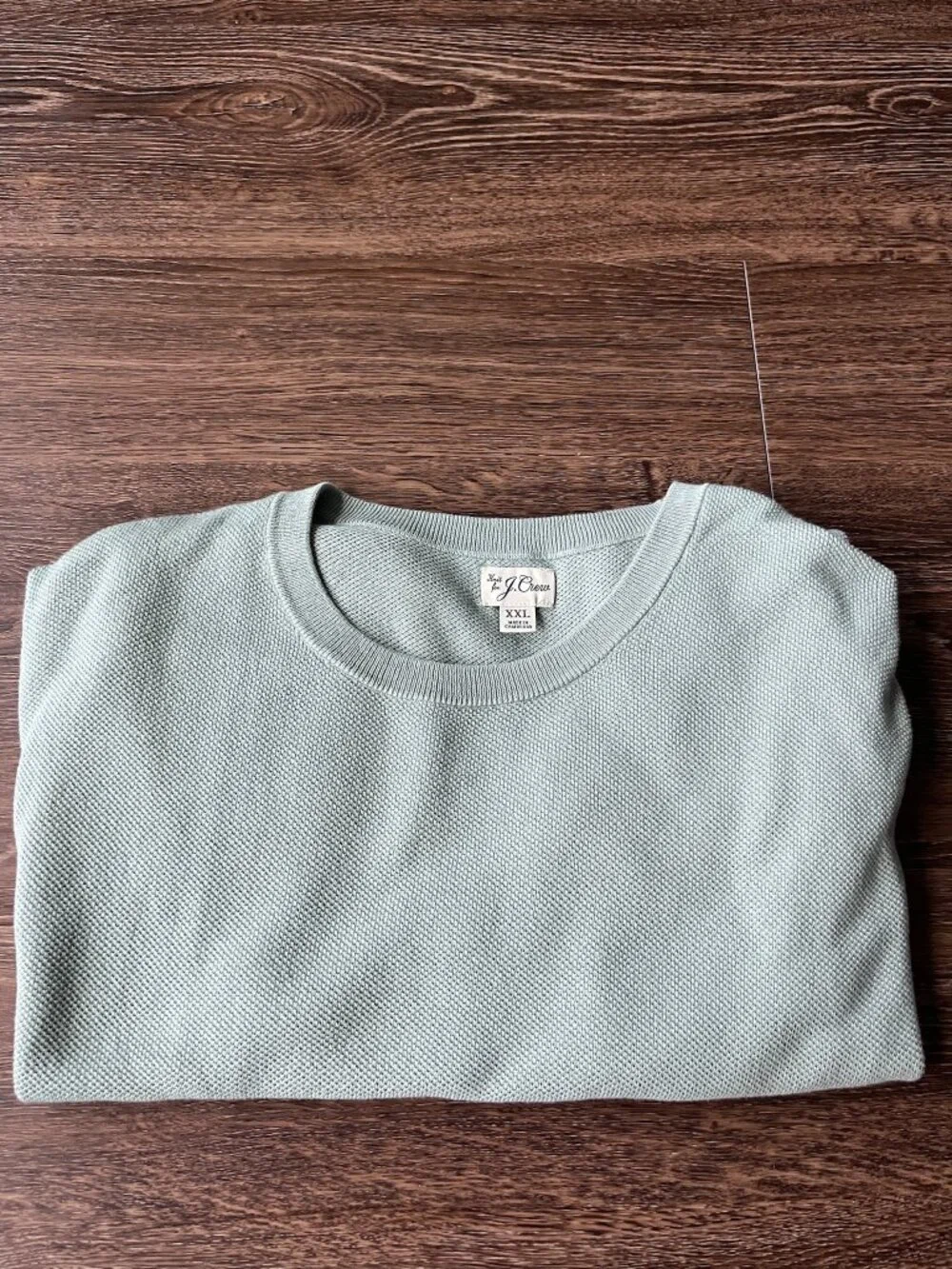 J.Crew Knit Short-Sleeve Cotton Piqué-Stitch Sweater Men XL Light Celadon